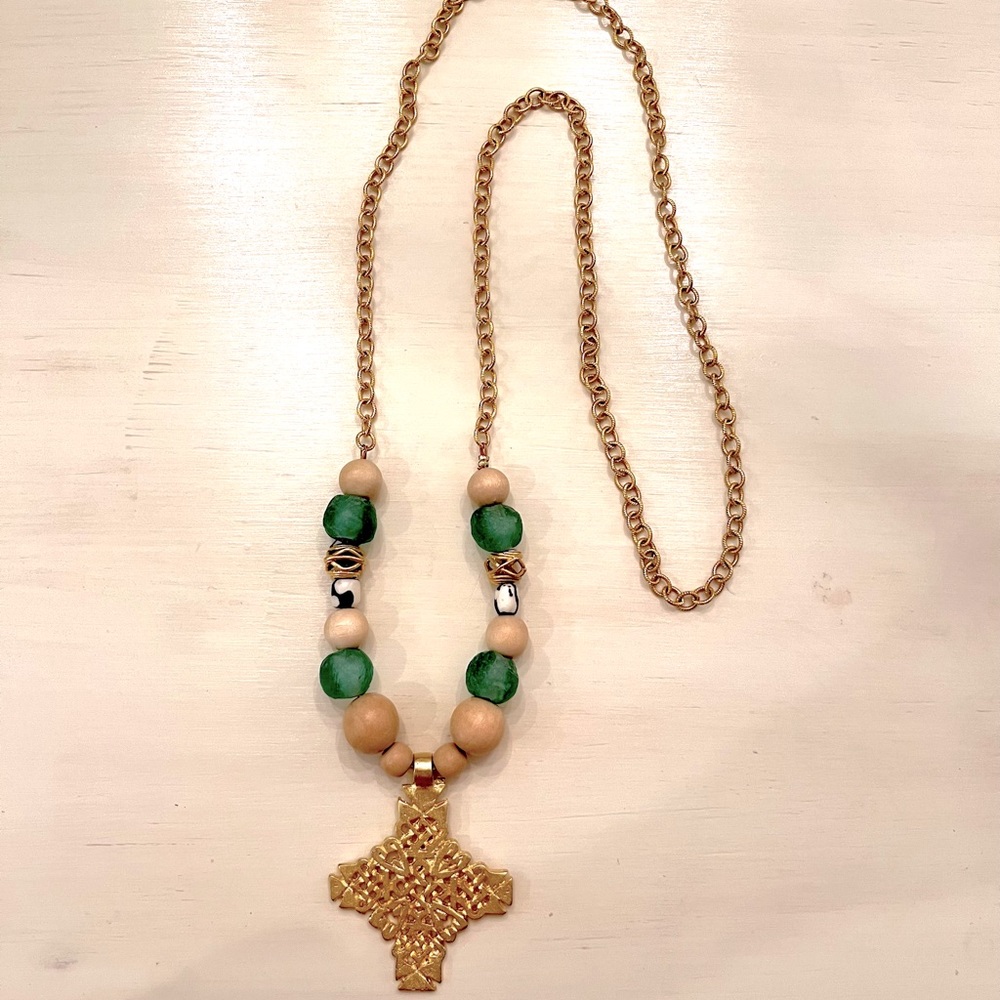 Large Cross Pendant on long necklace